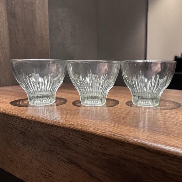 Indiana Glass Other - Indiana Glass Footed Cocktail Glasses, Set of 3, Vintage Ribbed Design Tumblers